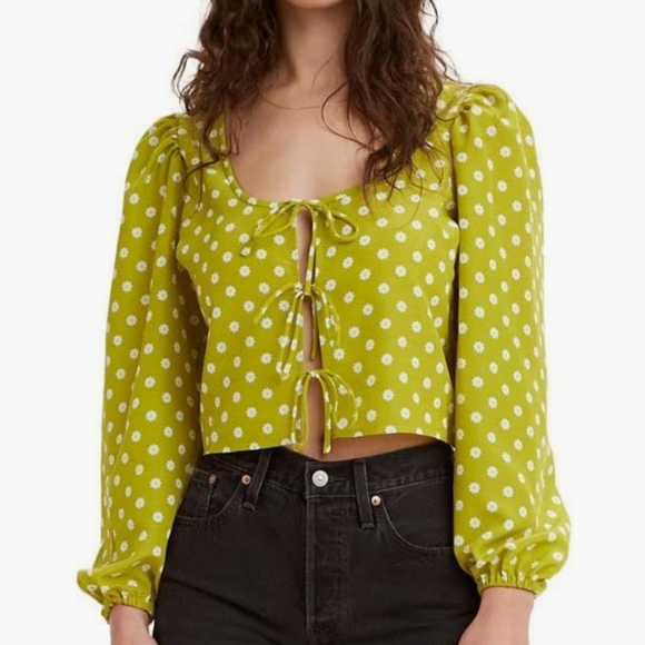 NWT LEVIS Embry Tie Blouse Size Medium - Picture 3 of 8